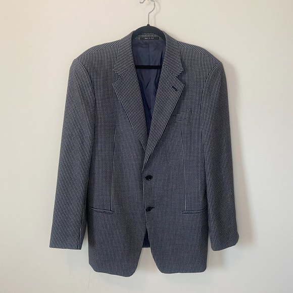Armani Collezioni Italian Saks Fifth Avenue Blue Wool Blazer Size 42L